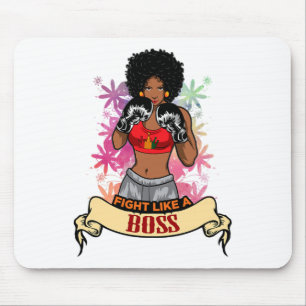 Empowered Black Woman Boxing Magic Kickboxing Girl Mouse Pad