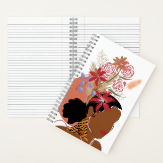 Empowered Black Woman with Tiger Print Earrings  Notebook