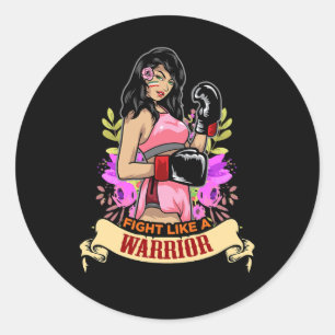 Empowered Latina Woman Boxing Kickboxing Girl Fitn Classic Round Sticker