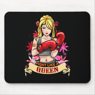 Empowered Strong Woman Boxing Kickboxing Girl Fitn Mouse Pad