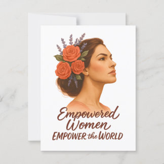 Empowered Woman with Floral Postcard