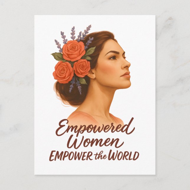 Empowered Woman with Floral Postcard (Front)