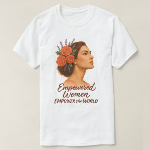 Empowered Woman with Floral T-Shirt