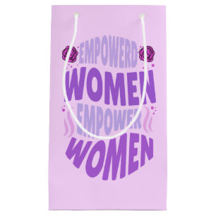 Empowered Women Empower quote purple text          Small Gift Bag
