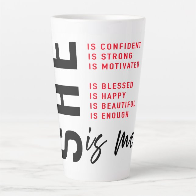 Empowering Affirmations for Her Latte Mug (Front)