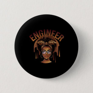 Empowering Black Engineer Afro Woman Celebrating C 6 Cm Round Badge