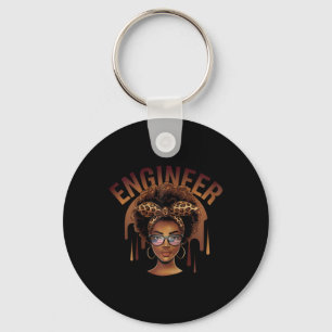 Empowering Black Engineer Afro Woman Celebrating C Key Ring