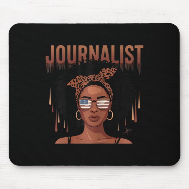 Empowering Black Journalist - Bold Afro Portrait  Mouse Pad (Front)