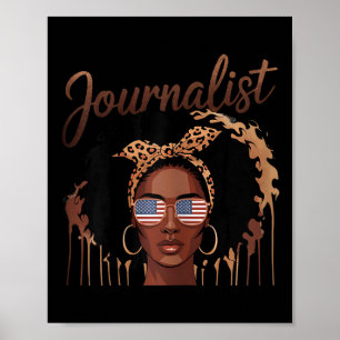 Empowering Black Journalist Bold Afro Portrait Poster