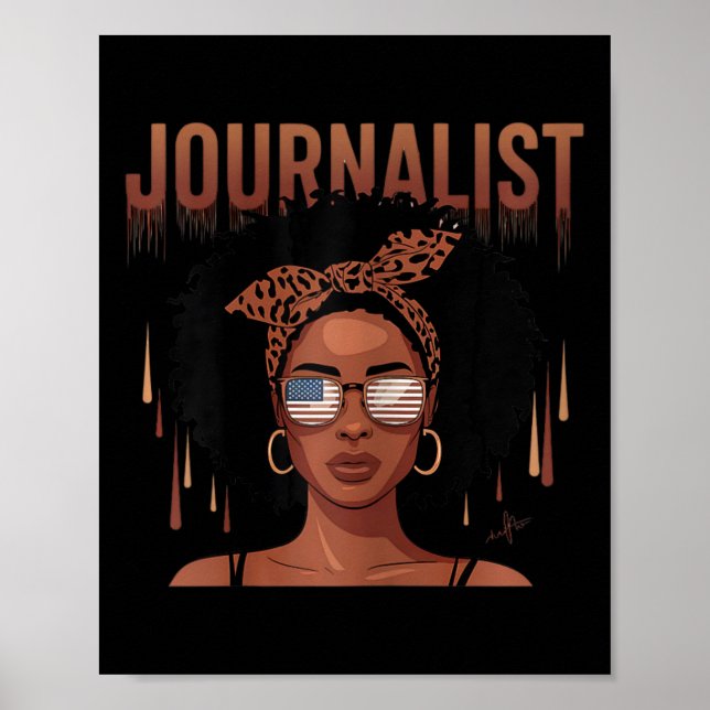 Empowering Black Journalist - Bold Afro Portrait  Poster (Front)
