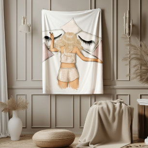 Empowering Blonde Girl Power Design Fleece Blanket