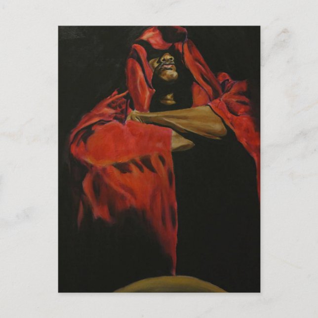 Empowering Figurative Art: A Bold Red and Black  Postcard (Front)