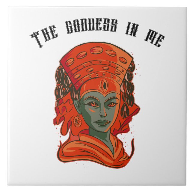 Empowering Goddess Art Spiritual Feminine Strength Ceramic Tile (Front)
