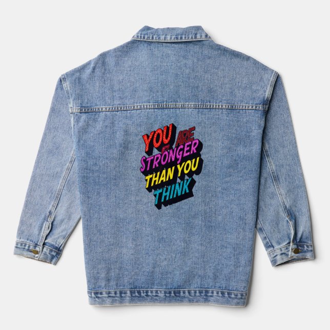Empowering Quote Typography Art Denim Jacket (Back)