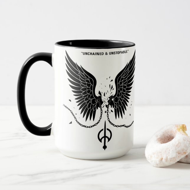 Empowering Snake & Wing Design Mug (With Donut)