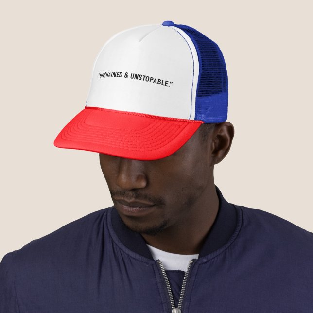 Empowering Snake & Wing Design Trucker Hat (In Situ)