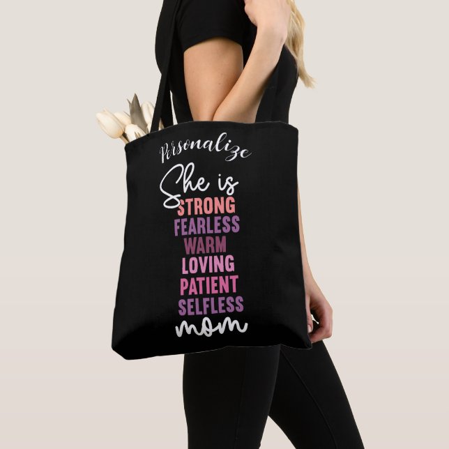 Empowering Tribute Saying Gift For Mum Personalise Tote Bag (Close Up)