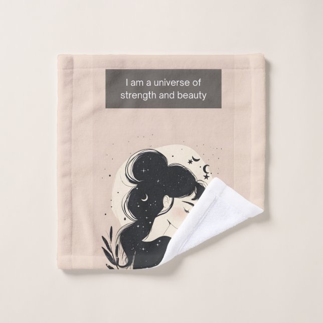 Empowering Woman Strength Tan Black Wash Cloth (Wash Cloth)