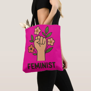 Empowerment Fist with Floral Accents Tote Bag