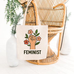Empowerment Fist with Floral Accents Tote Bag