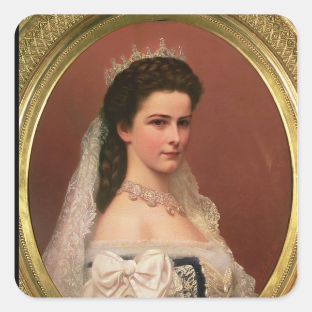 Empress Elizabeth of Bavaria  in Hungarian Square Sticker (Front)
