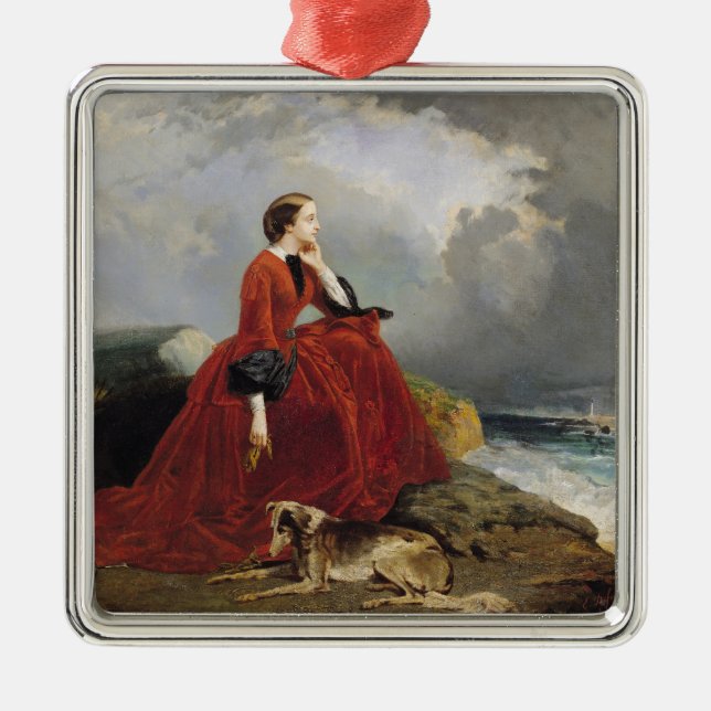 Empress Eugenie  at Biarritz, 1858 Metal Ornament (Front)