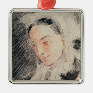 Empress Eugénie (black & red chalk) Metal Ornament