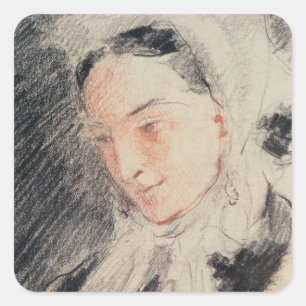 Empress Eugénie (black & red chalk) Square Sticker