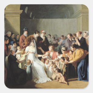 Empress Josephine  Among the Children, 1806 Square Sticker