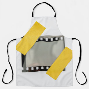 Empty 35mm film frame, yellow strips. apron