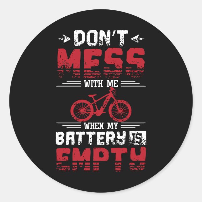 Empty Battery E-Bike Classic Round Sticker (Front)