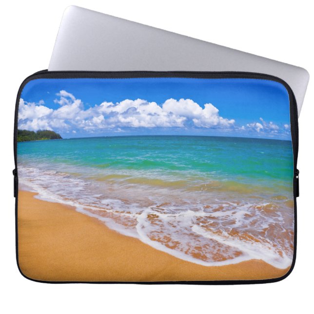 Empty Beach And Blue Waters Laptop Sleeve (Front)