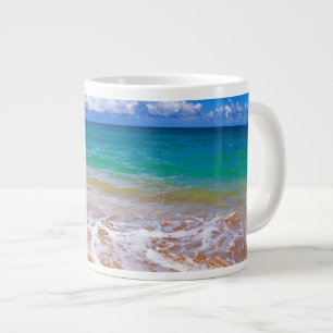 Empty Beach And Blue Waters Large Coffee Mug