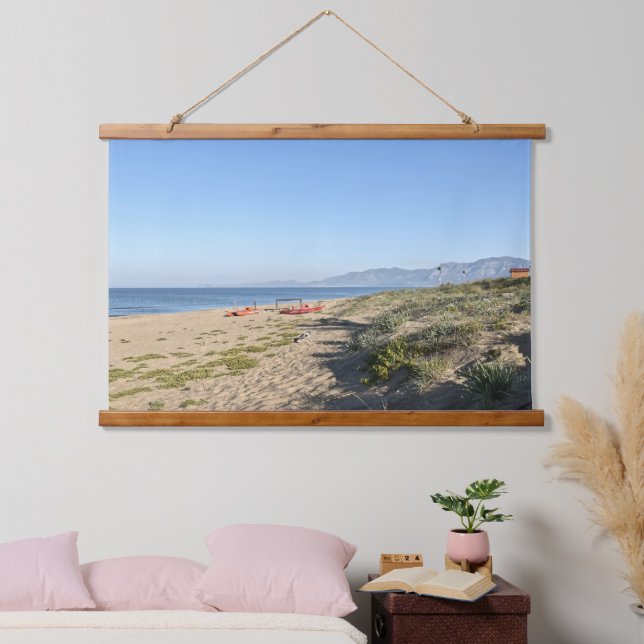 Empty Beach Italy Hanging Tapestry (Bedroom)