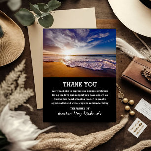 Empty Beach Thank You Ocean Funeral Photo Card