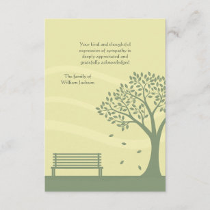 Empty Bench Bereavement Thank You Notecard