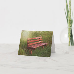 Empty Bench in Wildflowers Note Card