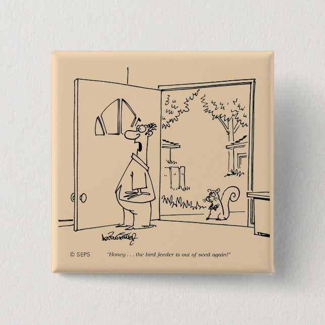 Empty Bird Feeder 15 Cm Square Badge (Front)