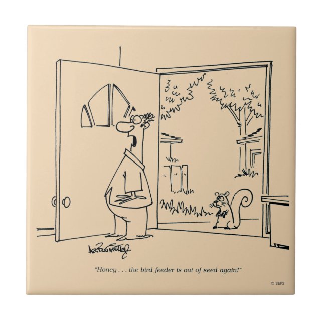 Empty Bird Feeder 2 Ceramic Tile (Front)