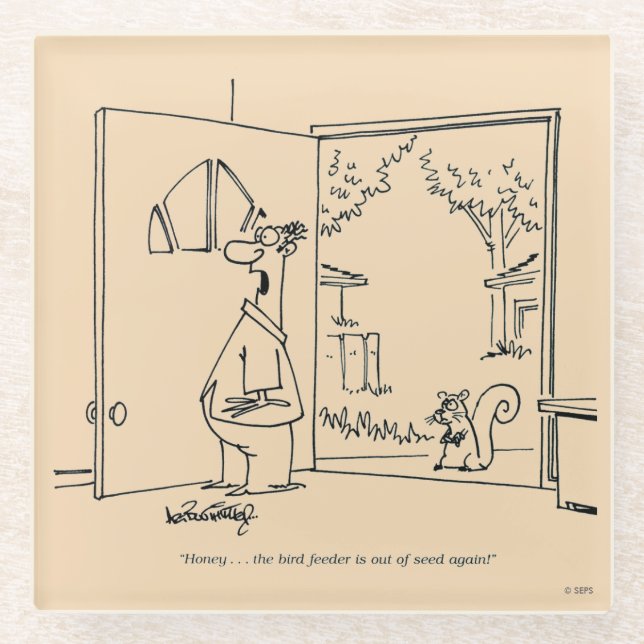 Empty Bird Feeder 2 Glass Coaster (Front)