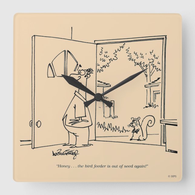 Empty Bird Feeder 2 Square Wall Clock (Front)