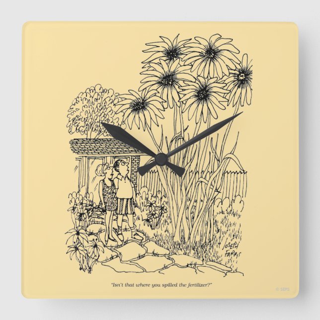Empty Bird Feeder Square Wall Clock (Front)