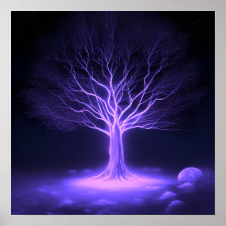 Empty Branches Glowing Tree - Purple Poster