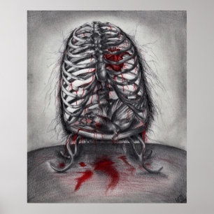 Empty Cage Anatomy Horror Original Art Poster