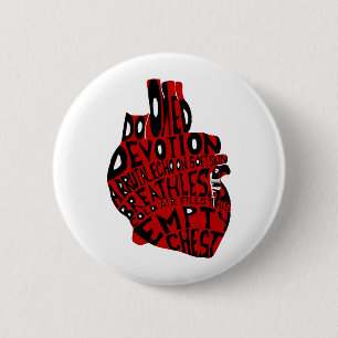 empty chest : anatomical heart 6 cm round badge