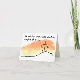 Empty Crosses He is Risen Scripture Easter Card
