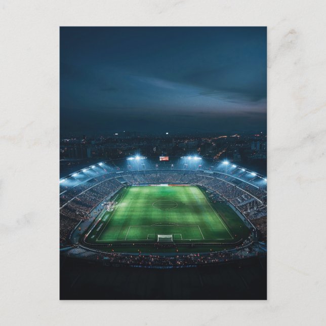 Empty football stadium at night postcard (Front)