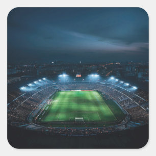 Empty football stadium at night square sticker
