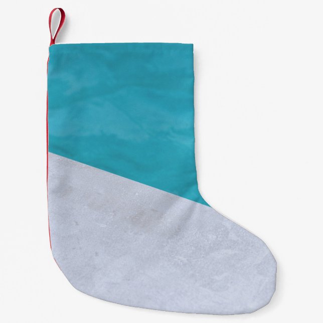 Empty gray floor beside pool small christmas stocking (Front)