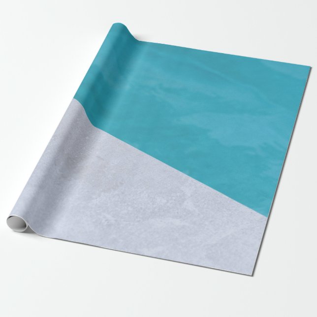 Empty gray floor beside pool wrapping paper (Unrolled)